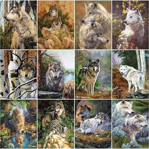 EverShine 5D Diamond Painting Wolf Cross Stitch Diamond Embroidery Animal Full Square Mosaic Picture Of Rhinestones Handicraft