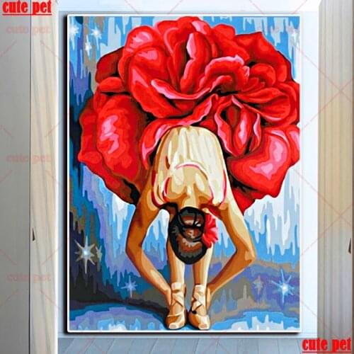 Diamond Painting Ballet girl Full Square round Diamond Cross Stitch Mosaic 5D artwork DIY Diamond Embroidery Rhinestone Decor