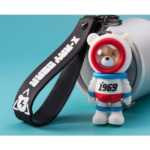 Astronaut Bear Creative Keychains Top Grade PVC Car Key Chains Student Girl Lovely Bag Charm Decoration Gift KeyRings Wholesale