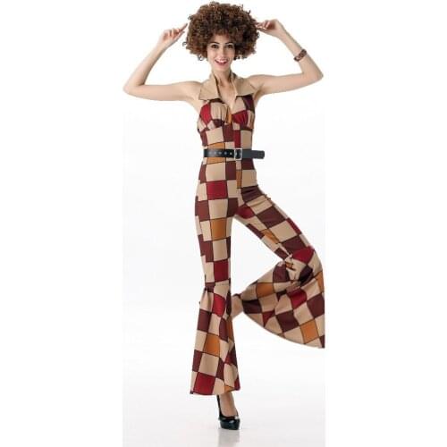 Free Shipping New Arrival Ladies 60s 70s Retro Hippie Go Go Girl Disco Costume Hens Party Fancy Dress