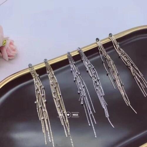 Free Shipping Luxury Gold Silver Color Metal Long Chain Tassel Drop Earrings Punk Style Women Dangle Earrings Party Jewelry New