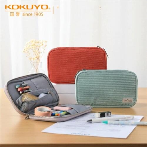 1pc KOKUYO Pen Case Large Capacity Simple Pencils Bag Creative Stationery Multi-function Storage Bags Corduroy Material