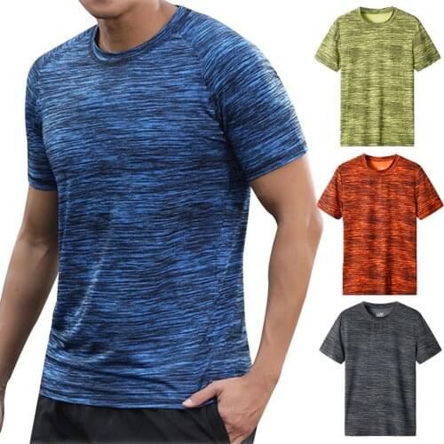 Summer Runing Fitness T Shirt Men Sport Fast-dry Breathable Casual Ultralight T-shirt Sport Wear Bodybuilding Muscle Clothing#16