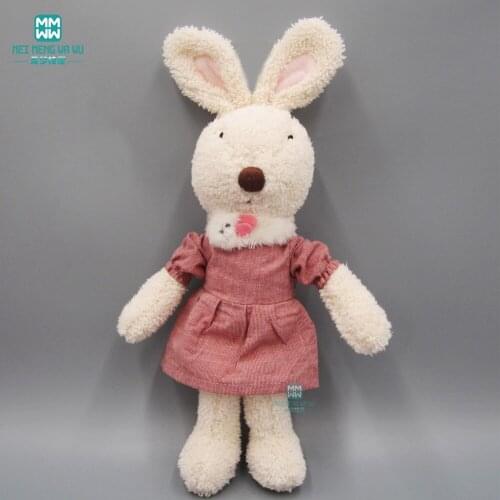 30cm-60cm Toy doll clothes fits rabbit wine red dress fur collar