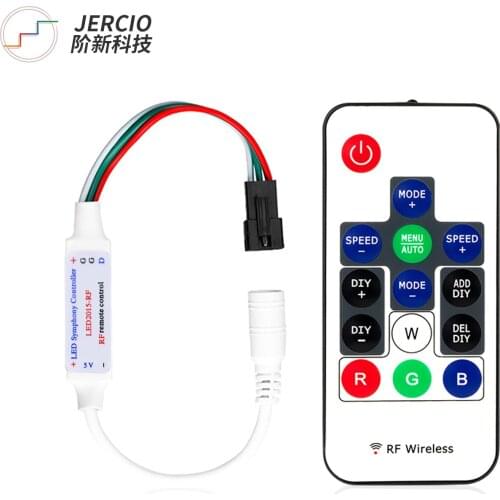 Jercio led RF-14keys WS2811/WS2812B/UCS1903/SK6812 DC5V-24V Controller 358kinds of effect without Battery