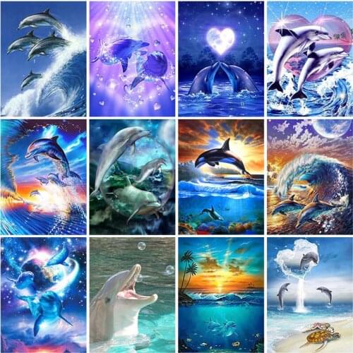 Full Square/Round Drill 5D DIY Diamond Painting New Arrivals Animal Dolphin Diamond Embroidery Cross Stitch Kits Home Decoration