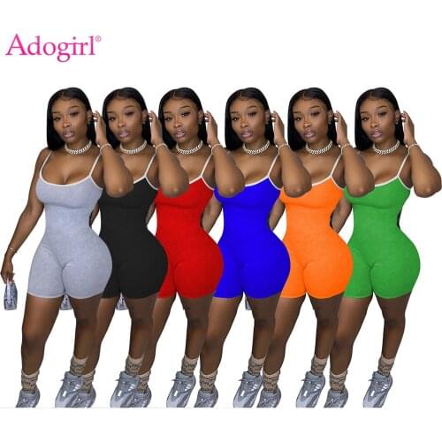 Adogirl Casual Color Patchwork Cami Jumpsuit Women Spaghetti Straps Bodycon Shorts Playsuit Fashion Onesies New Romper Overall