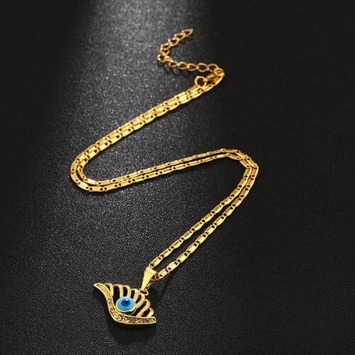 Trendy Turkish Crystal Evil Eye Pendant Muslim Middle East Necklace Women Gold Color Jewelry Choker Lucky Islamic Allah Jewelry