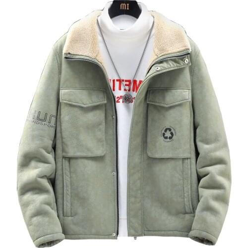 Japanese Korean Retro Large Size S-5XL Lamb Fur Jacket Winter Warm Fur Men Plus Velvet Thick Clothing Coat Homme