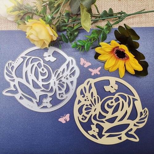 112*116mm butterfly and flower in circle new Metal Cutting Dies Scrapbooking DIY Album Paper Card Craft Embossing stencil Dies