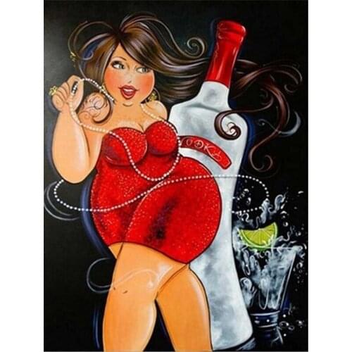 Full Round Diamond Embroidery Cartoon Comic 5D DIY Diamond Painting Cross Stitch Fat Lady Set Full Square 3D Diamond Mosaic Girl