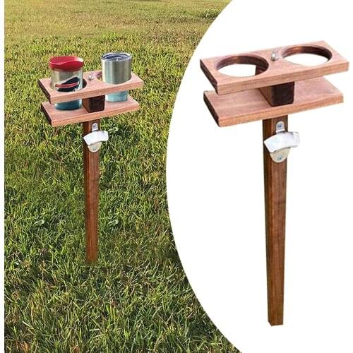 Portable Wood Wine Table Compact Picnic Cups Bottles Holder Support Rack
