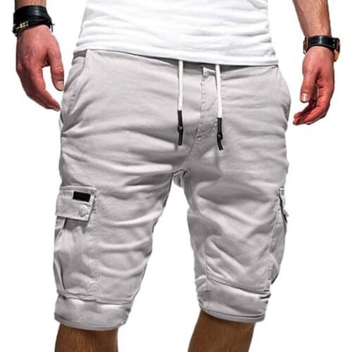 Casual Men Overalls Loose Pocket Beach Shorts With Solid Color Short Summer Sweatpants 3XL Man Fitness Military Cargo Streetwear