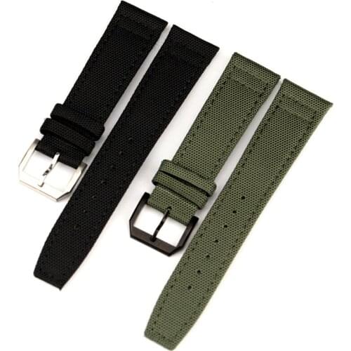High quality 20mm 21mm 22mm Green Black Nylon Genuine Leather Watch Strap Watchbands For IWC PORTUGIESER CHRONOGRA Mark Bracelet