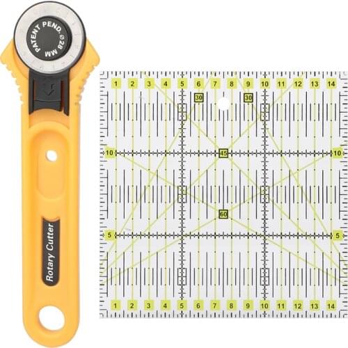 28mm Rotary Cutter with Patchwork Ruler for leather Cutting and fabric Circular Quilting Patchwork Cut Tool for DIY crafting