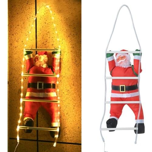 Christmas Pendant Santa Claus Hanging LED Climbing Ladder Doll New Year Tree Decoration Christmas Tree Hanging Decor Kids Gift