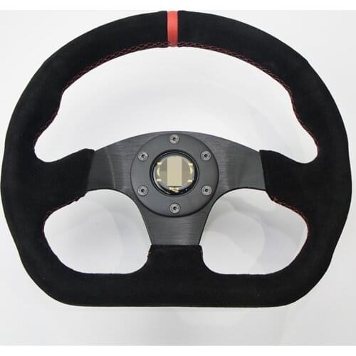 13 inch 330 mm Type D Steering wheel suede leather steering wheel flat Game steering wheel black red white line Volante esportiv