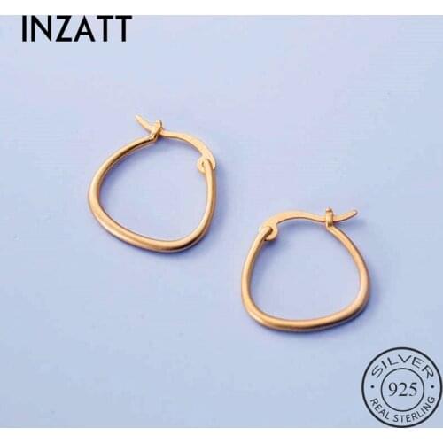 INZATT Real 925 Sterling Silver Minimalist Round Hoop Earrings For Fashion Women Party Fine Jewelry Hiphop Accessories