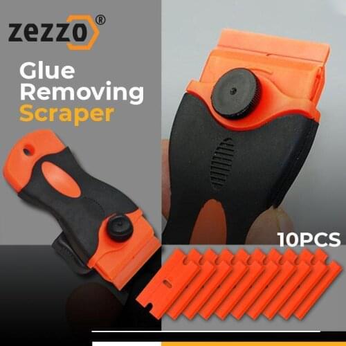Glue Removing Scraper Glass Glue Cleaning Knife Automotive Filming Tools Remove Floor Mud Scraper 10 Plastic Blades (gift)Zezzo