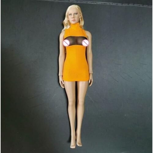 1/6 Female Soldier Yellow Sexy Dress Hip Skirt Clothes Model Fit 12" Action Figure Body Toys