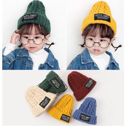 Beanie 2021 New Knitting Hats for Baby Girl Kids Boy Candy Colors Thicken Beanies Bonnet Hat Gorro Gorros Hip Hop Caps Cap Touca