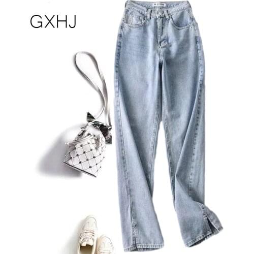 Flare Jeans Women Denim Pants High Waisted Slit Leg Vintage Streetwear Bottom Fashion Clothes Cut Out Full Wide leg pants