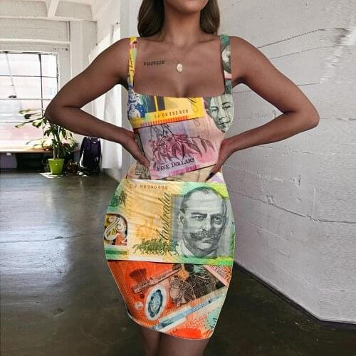 Giyu Brand Money Dresses Women Graffiti Bodycon Dress Colorful Ladies Dresses Character 3d Print Gothic Sundress Womens Clothing