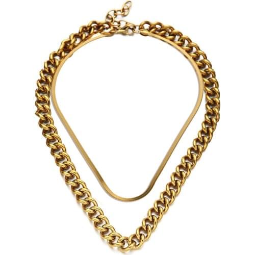 Women Gold Cuban Chain Necklace Aestethic Colar Choker Kpop Collar Collier Stainless Steel Jewelry Luxury Punk Vintage Simple