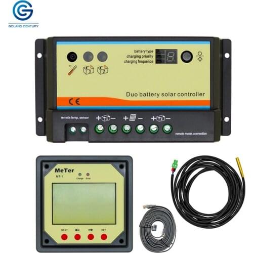 10A 20A 12V 24V EPIPDB-COM Dual Battery PWM Solar Power Charge Controller+Remote Meter MT-1 For Caravans RVS boats Golf Cart