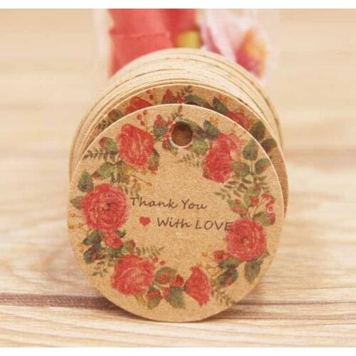 100pcs circlr tag Newest design Hand with love around flower design labels tag hot selling 300g high-quality hot selling tag