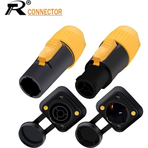 20pcs OUT/IN 20A Aviation Waterproof Powercon LED Large Screen Power Plug High-power Flame-retardant Industrial Power Connector