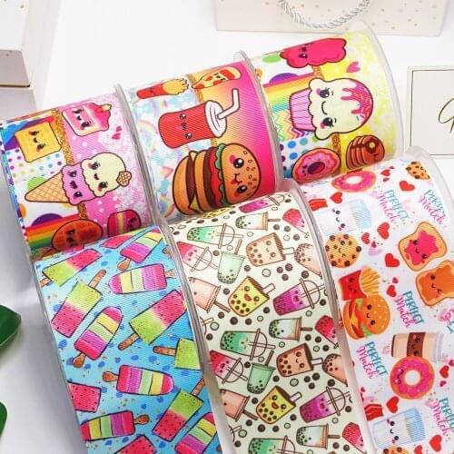 3 Inch 75 mm Cartoon Printed Grosgrain Ribbons For Hair Bows Craft Suppliers 54010