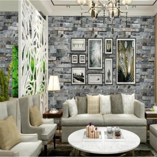 Beibehang 3D three-dimensional imitation marble brick wallpaper clothing store restaurant bar retro culture brick wall wallpaper