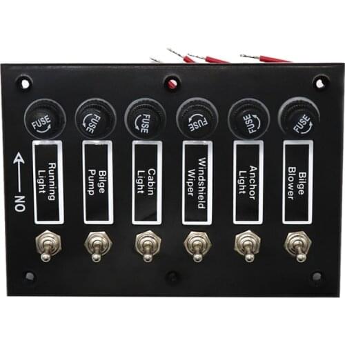 6 Gang DC 12V/24V Fused ON/OFF Toggle Switch Panel for Marine Boat Caravan RV with 6 Screws Car Accessories