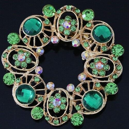 Fashion top quality women brooch big round accessory colorful crystal beads gold-color pins Beautiful jewelry B1225