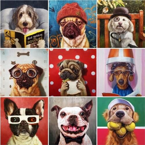 HUACAN 5D DIY Diamond Painting Dog Full Square New Arrival Diamond Embroidery Animal Diamond Mosaic Handicraft Home Decor