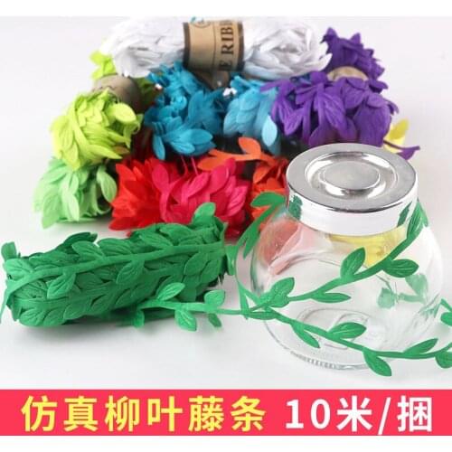 Simulating Flower Green Planting DIY Plant Rattan Leaves Handmade Flower Ring Hanging Roof Decorative Accessories Colour Green