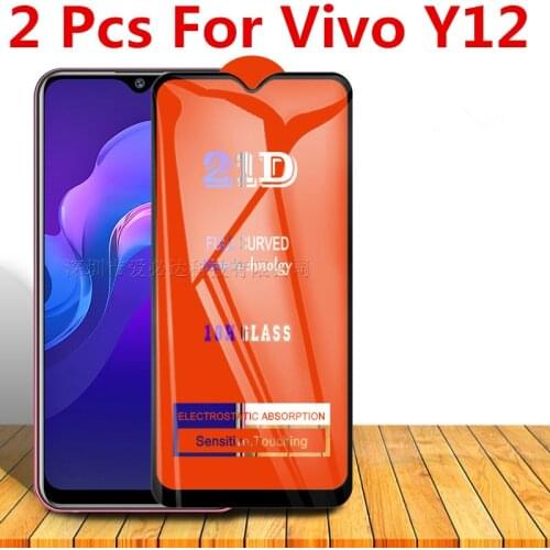 2 Pcs 21D Curved Tempered Glass For VIVO Y12 Full Cover 11H Protective film Screen Protector For Vivo y12