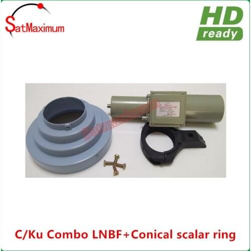 Conical scalar ring with LNB holder Kit+100% Aluminium High Gain C/Ku band Combo Universal LNBF