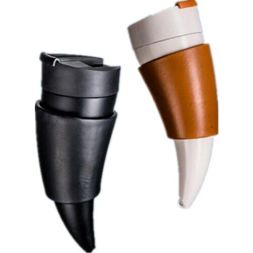 Creative Goat Horns Coffee Mug 230ML Stainless Steel Vacuum Cup Thermos Tea Cups Travel Water Bottle with Rope for Couples