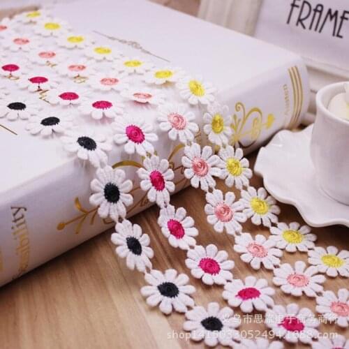 15Yards 25mm Wide Daisy Flower Lace Trim For Knitting Wedding Embroidered Ribbon DIY Handmade Patchwork Sewing Supplies Crafts