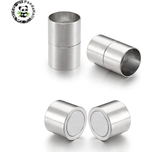 Pandahall 5 Sets/Bag Brass Magnetic Column Clasps for Jewelry Findings DIY Making Accessories 20x13mm/21.5x11mm Hole: 10/12mm
