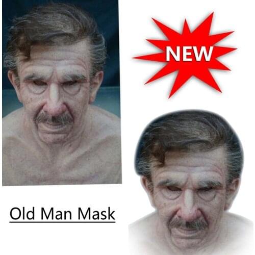 Halloween Old Man Mask White Beard Hair Latex Simulation Spoof Headgear For Crossdresser Cosplay