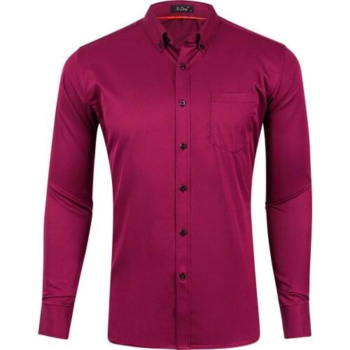 Dress Shirt Men Solid Color Long Sleeves Shirts Turn Down Collar camisa masculina US Size camisas hombre Off White chemise homme