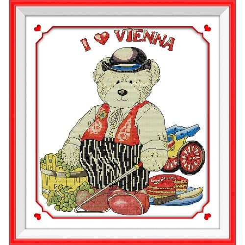 Mr. Bear cross stitch kit cartoon animal pattern 18ct 14ct 11ct count print canvas stitches embroidery DIY handmade needlework