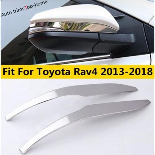 Yimaautotrims Stainless Steel Exterior Refit Kit Fit For TOYOTA RAV4 2013 - 2018 Door Mirrors Rearview Rubbing Strip Cover Trim