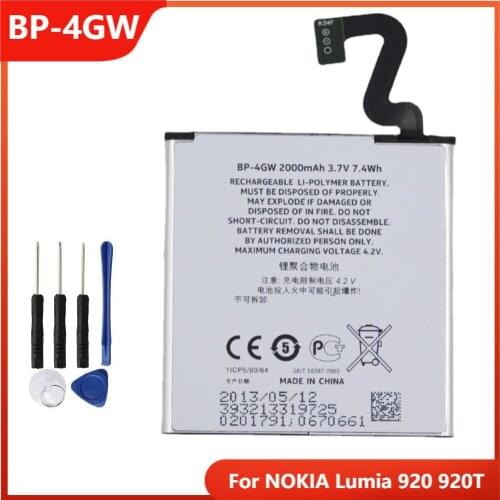 Original BP-4GW Phone Battery For NOKIA Lumia 920 920T BP-4GW Replacement Rechargable Batteries 2000mAh