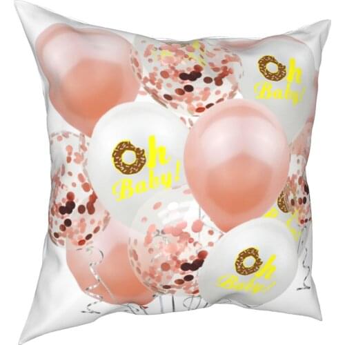 Doughnut design balloon decoration pillow case simple style 3D printing pillow case 45cm linen pillow case sofa decoration