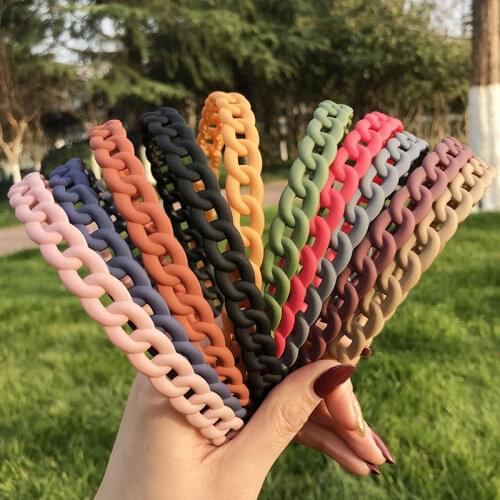 Chain Frosted Hair Head Hoop Band Sport Headband for Hair Hairband Headbands for Women Candy Colors Bezel Girls Hair Accessories