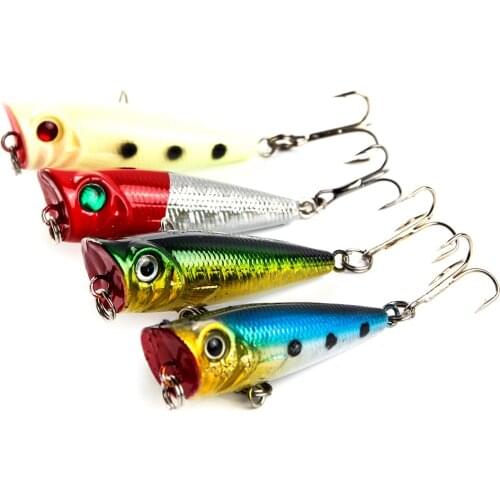 4Pcs/lot New Popper Lure 5cm 5g Hard Fishing Lures Wobblers Trolling Top Water Bass Bait pesca isca Artificial Balance Baits